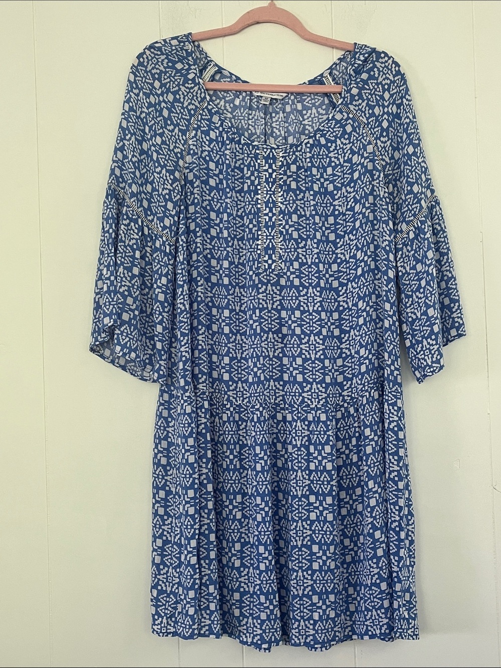 Southern Tide Whitnee Blue White Performance Geometric Pattern Dress Sz Medium - Picture 2 of 10